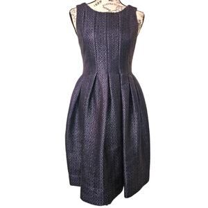 Orla Kiely fit and flare navy raffia retro cocktail dress. Size 6